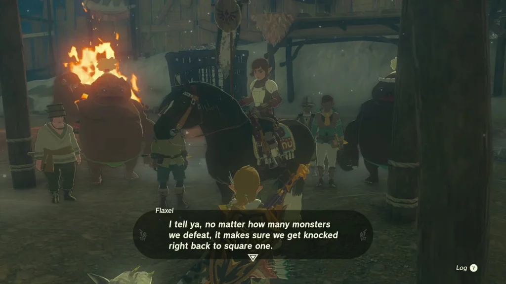 Flaxel and the squad around a burning cart in the fort Flaxel and the squad around a burning cart in the fort