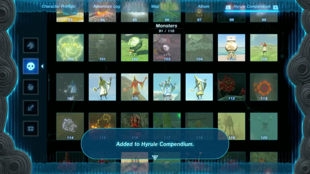 Compendium page showing the newly added monster pictures Compendium page showing the newly added monster pictures