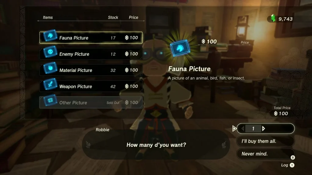 Robbie asking how many Fauna Pictures to buy at 100 rupees each Robbie asking how many Fauna Pictures to buy at 100 rupees each