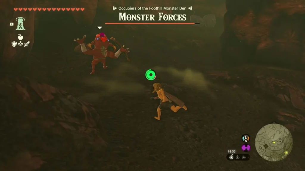 Bokoblins in the Foothill Monster Den with the Monster Forces gauge at the top of the screen