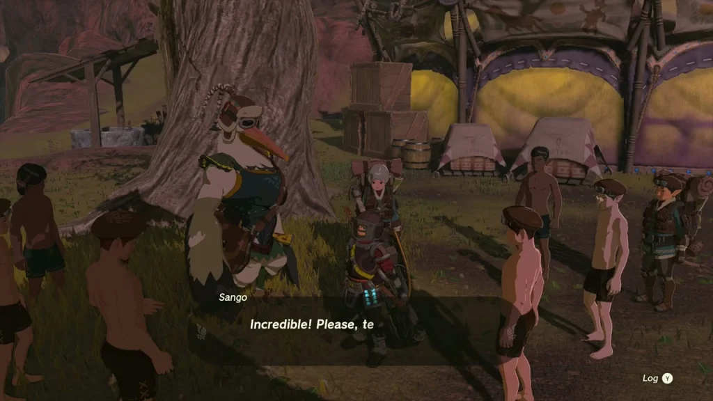 Survey Team members in underpants gathered under the tree beside Foothill Stable