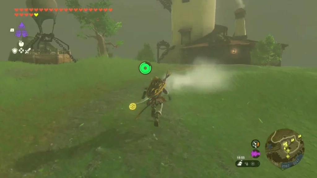 Grassy hilltop path leading to the Hateno Ancient Tech Lab