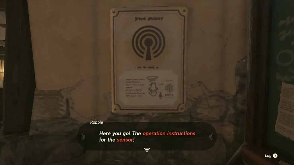 Poster of the sensor operating instructions pinned on the lab wall