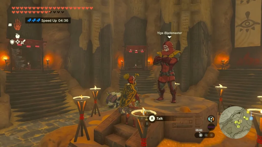 Yiga Blademaster standing on a raised platform in the Yiga Clan Hideout Yiga Blademaster standing on a raised platform in the Yiga Clan Hideout