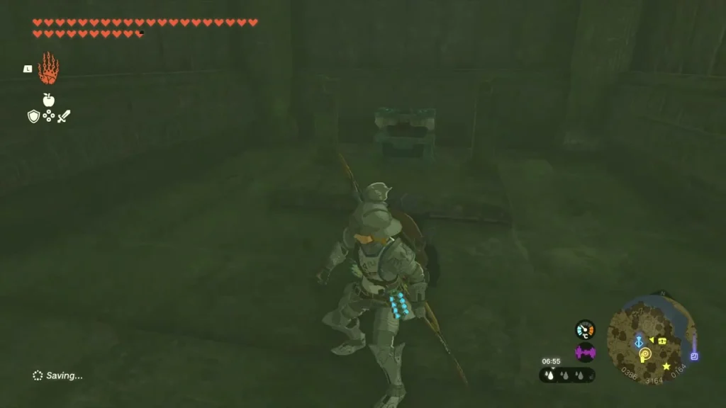 Dark hidden chamber below the ruins with a chest at the back Dark hidden chamber below the ruins with a chest at the back