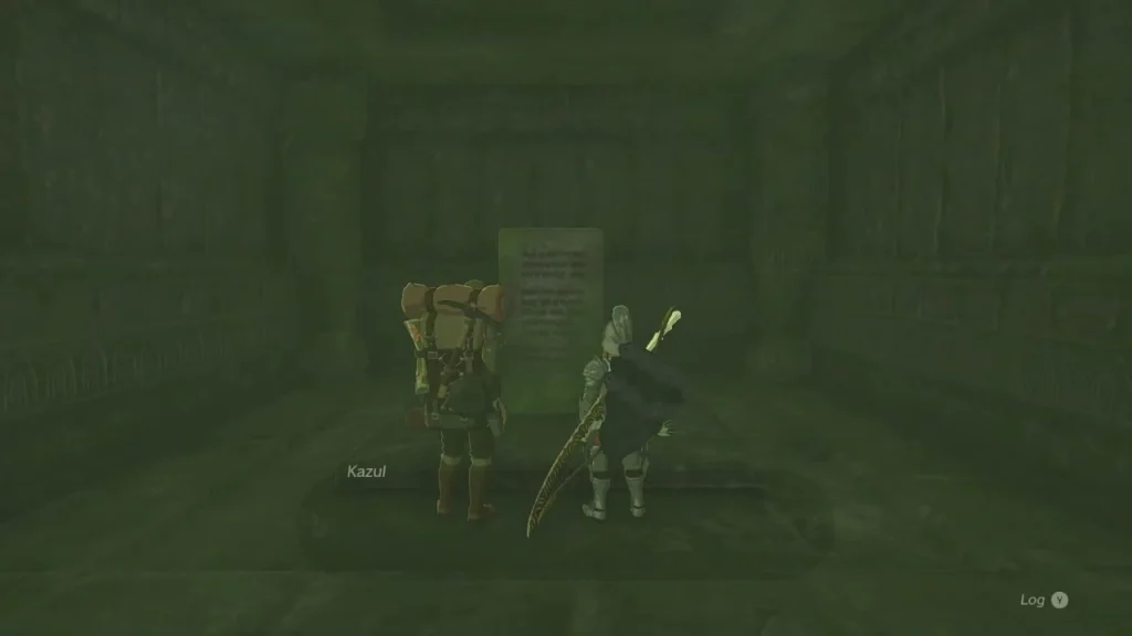 Kazul reading the stone monolith in the underground chamber Kazul reading the stone monolith in the underground chamber