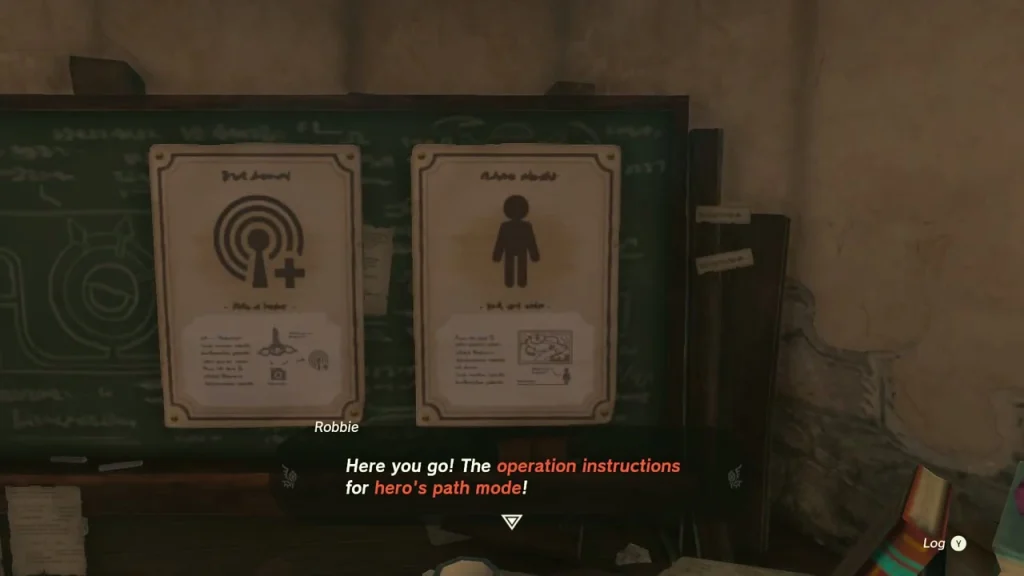 Hero's Path Mode instruction poster pinned on the lab wall