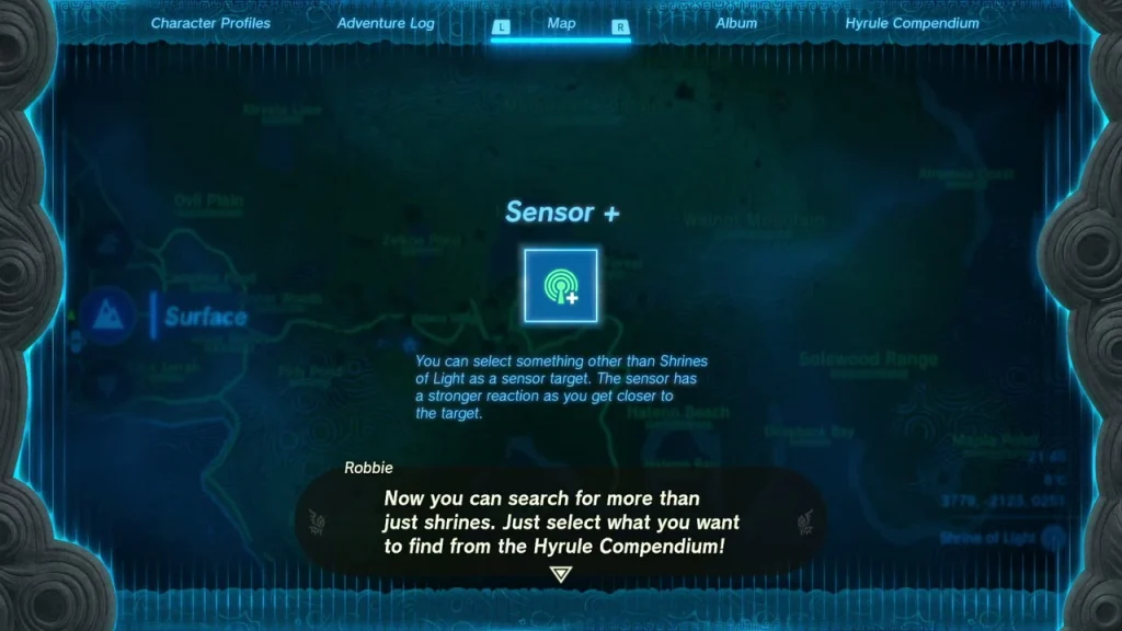 Sensor + entry on the Purah Pad screen, searchable by Compendium entry Sensor + entry on the Purah Pad screen, searchable by Compendium entry