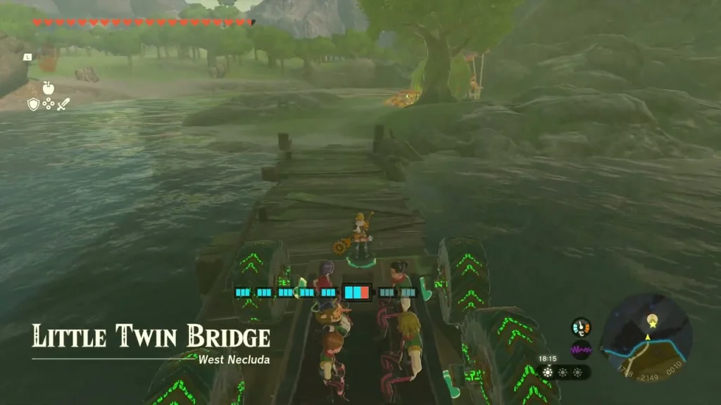 Boat passing the old wooden dock of Little Twin Bridge
