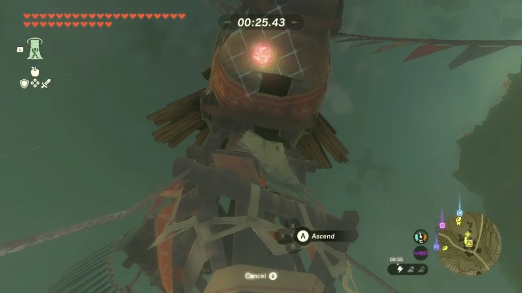 Roof ornament of the stable seen from below with the Ascend prompt Roof ornament of the stable seen from below with the Ascend prompt
