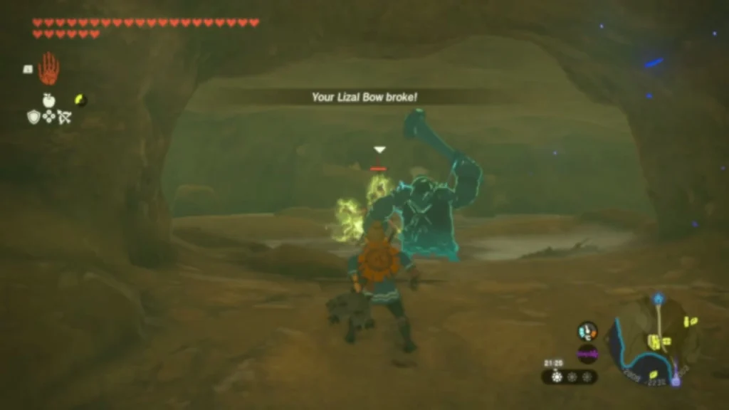Fighting a monster in the flooded well cave Fighting a monster in the flooded well cave