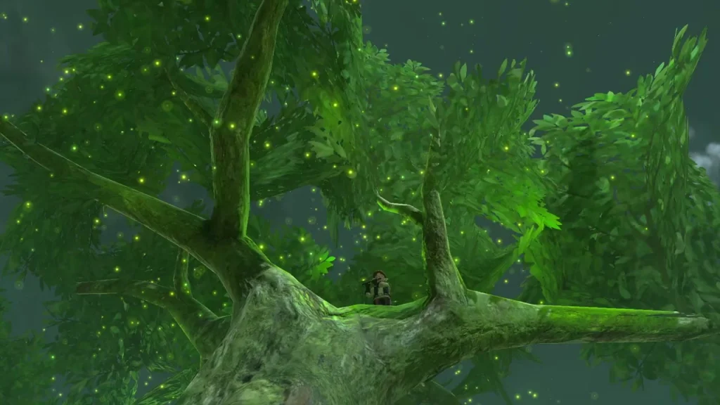 Tree branches lit up by drifting fireflies at night Tree branches lit up by drifting fireflies at night