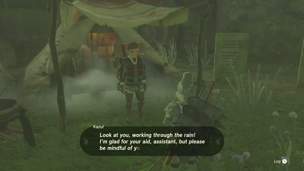 Kazul standing under his tent canopy in the rain beside the Thyphlo Ruins monoliths Kazul standing under his tent canopy in the rain beside the Thyphlo Ruins monoliths