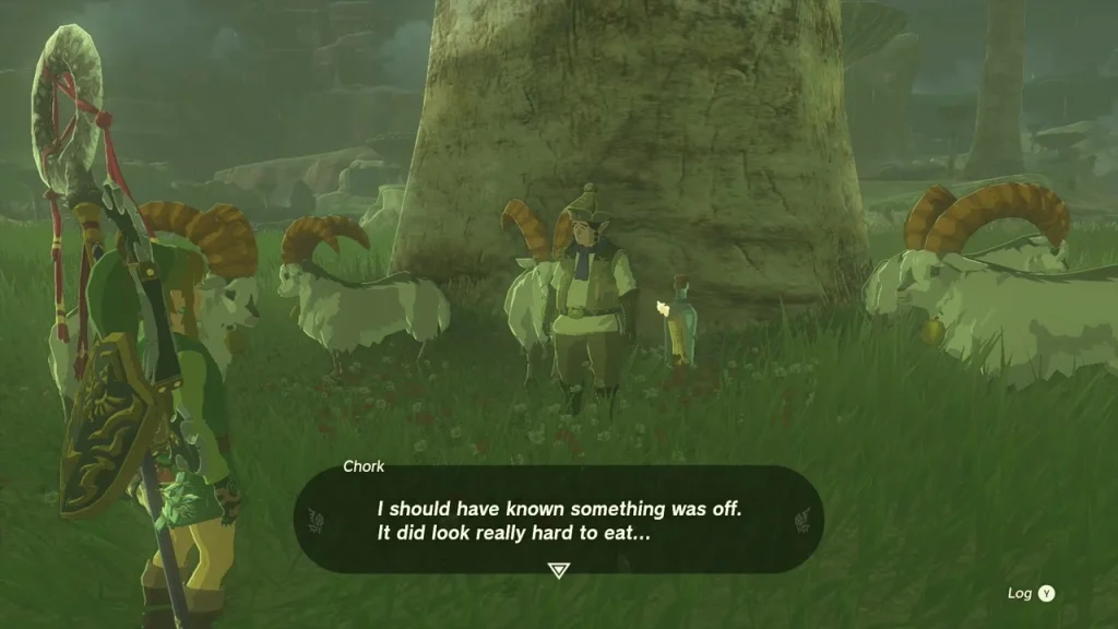 Chork standing among the white goats under the tree Chork standing among the white goats under the tree