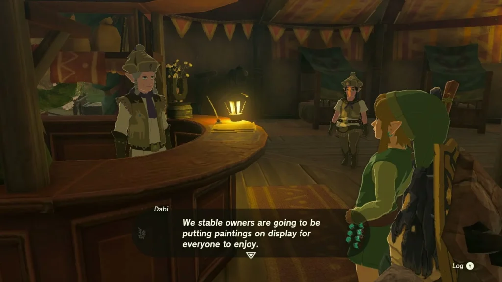 Dabi at the counter inside Tabantha Bridge Stable