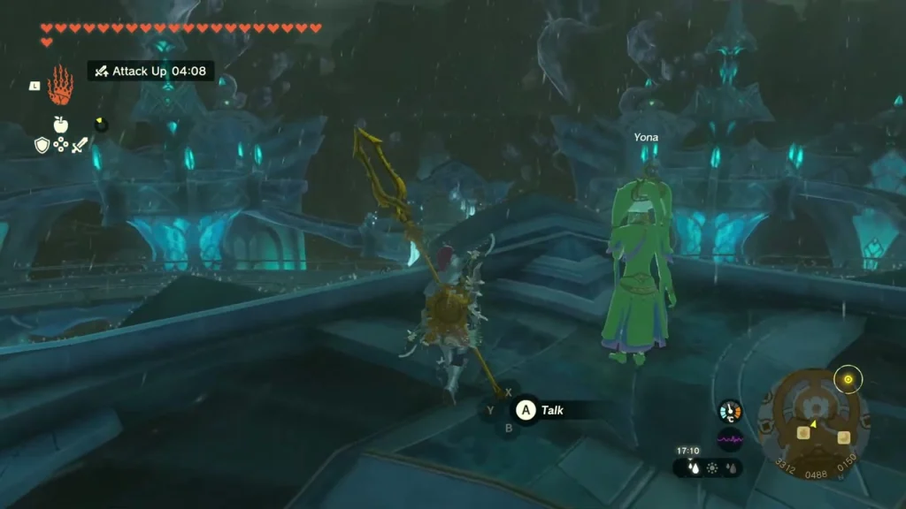 Yona standing on the walkway near the Goddess Statue in Zora's Domain