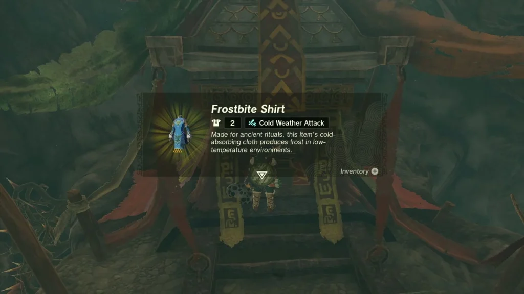 Frostbite Shirt item box above an opened chest in the cave Frostbite Shirt item box above an opened chest in the cave
