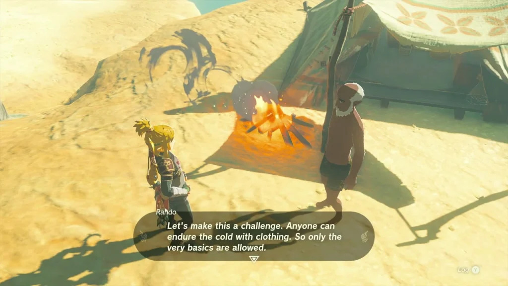 Rahdo beside his campfire issuing the challenge