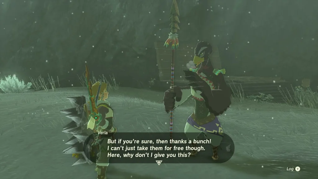 Verla offering a reward for the Chillshrooms