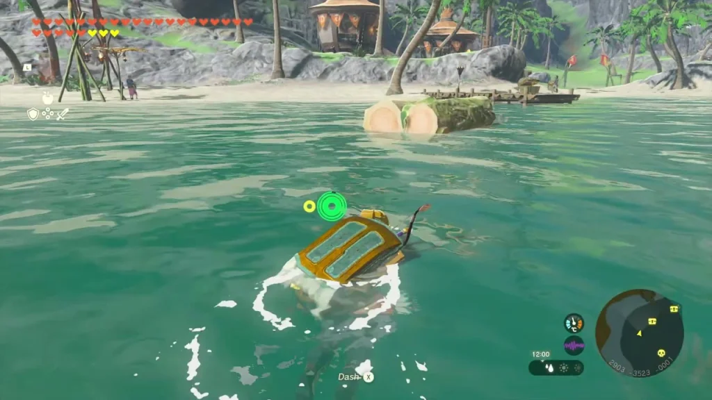Treasure chest riding a raft across the bay Treasure chest riding a raft across the bay
