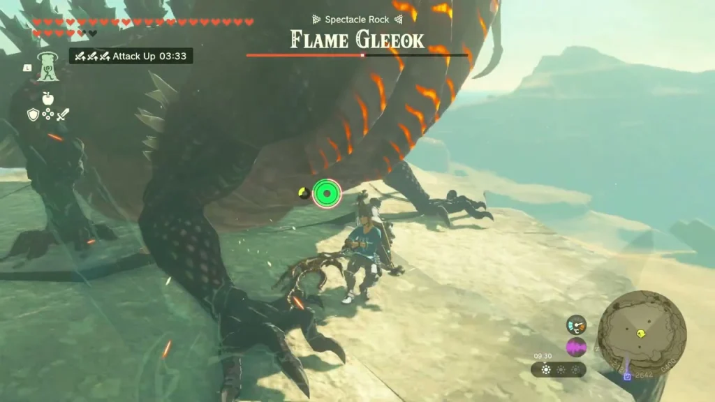 Flame Gleeok circling Spectacle Rock above Gerudo Canyon