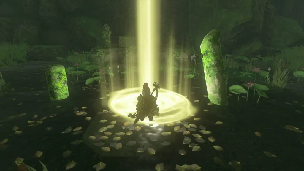 Golden light rising at the spring as the offering is made