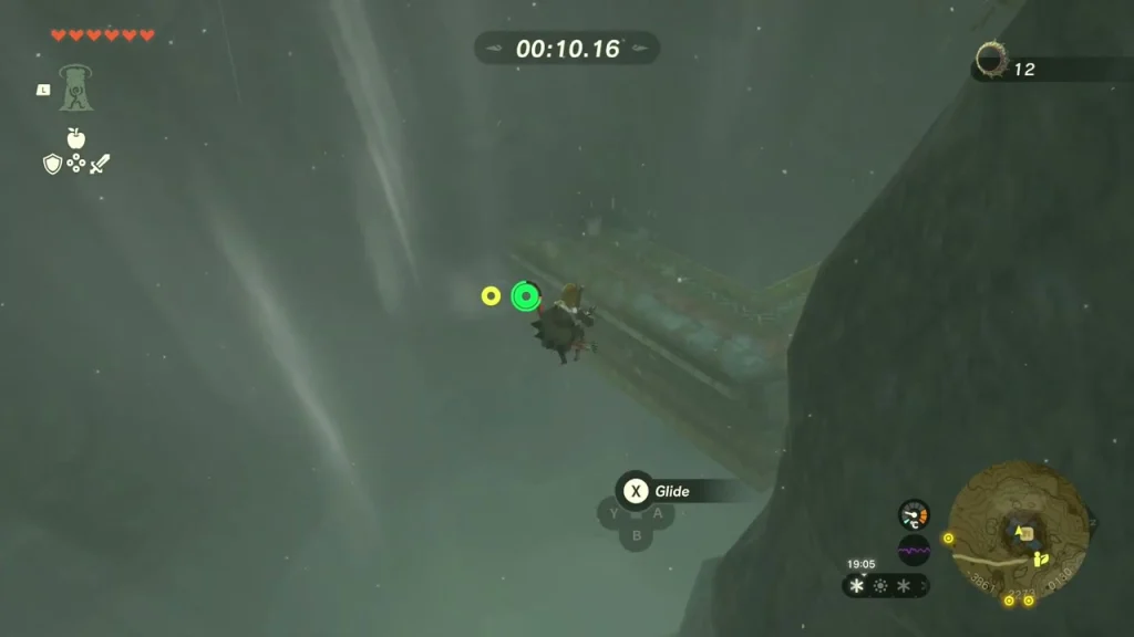 Ring counter and timer while gliding down the pillar between rings