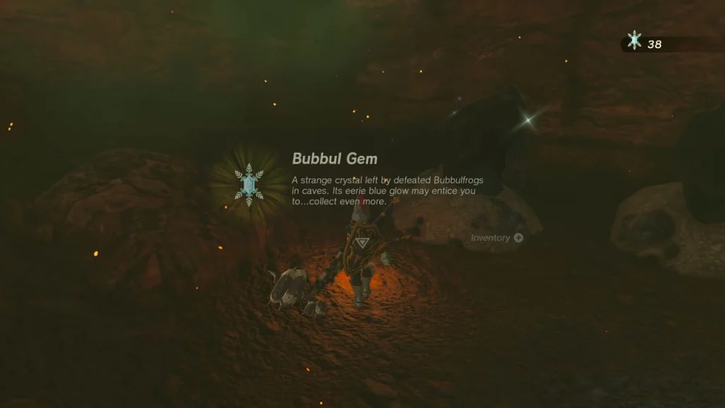 Bubbul Gem item prompt in the dark cave Bubbul Gem item prompt in the dark cave