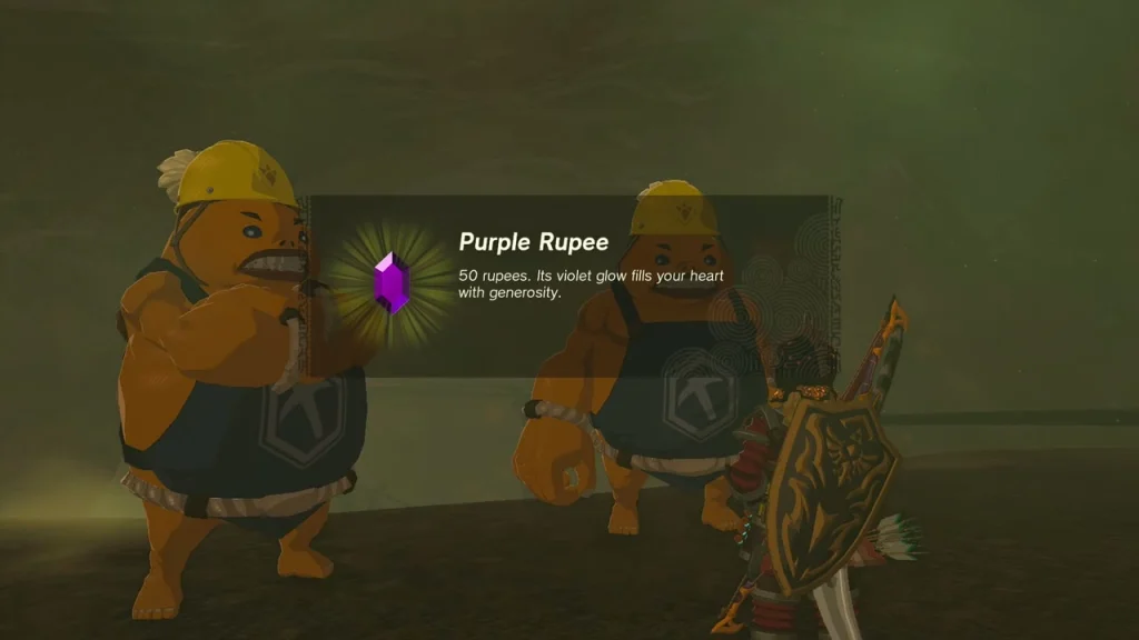 Purple Rupee item box beside the Goron brothers Purple Rupee item box beside the Goron brothers