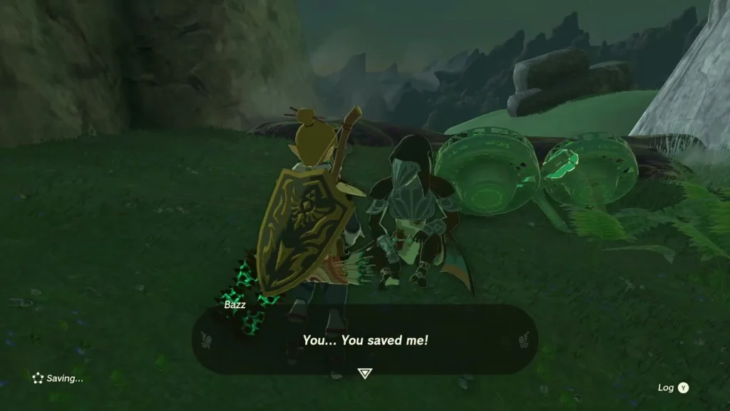 Zora freed from the sludge, sitting on the grass Zora freed from the sludge, sitting on the grass