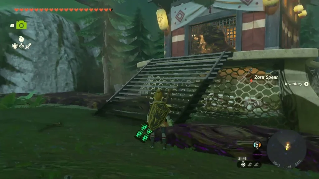 Zora Spear added to the inventory beside the tower staircase Zora Spear added to the inventory beside the tower staircase
