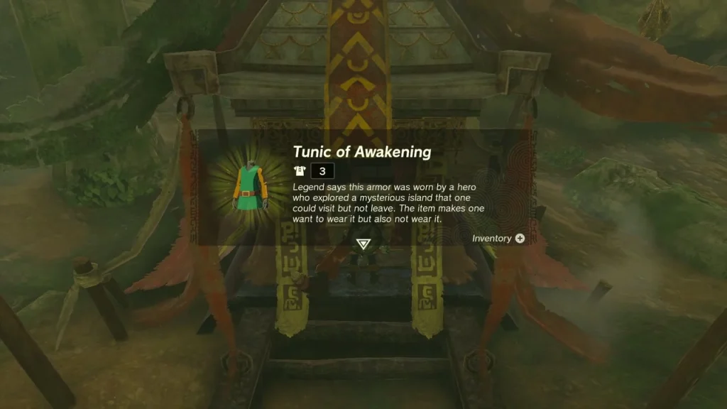 Tunic of Awakening item box over the opened chest Tunic of Awakening item box over the opened chest