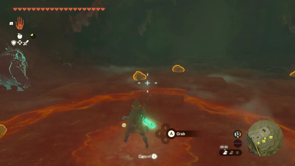 Rocks held over the lava chamber in Dueling Peaks South Cave