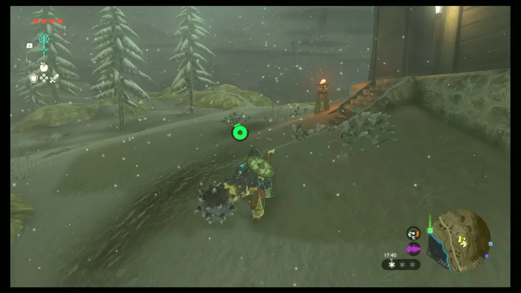 Snowy cabin among the Tabantha Village Ruins with defeated monsters Snowy cabin among the Tabantha Village Ruins with defeated monsters