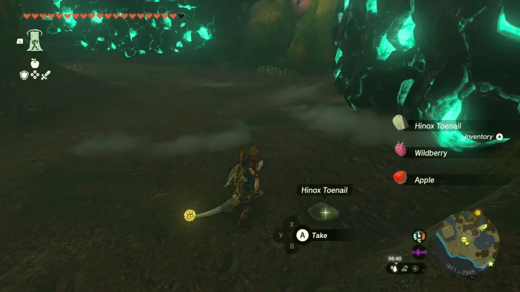Hinox Toenail drop on the dark tunnel floor Hinox Toenail drop on the dark tunnel floor