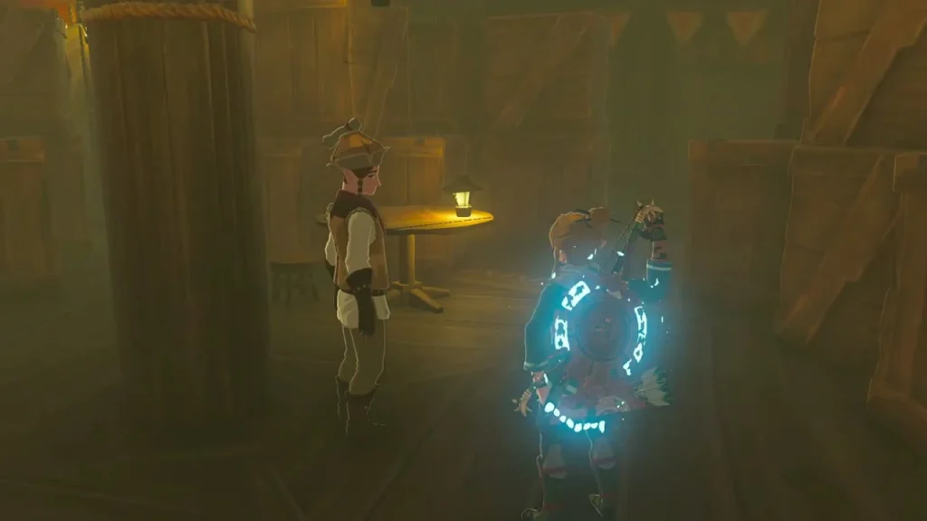 Piaffe standing beside a table inside Gerudo Canyon Stable Piaffe standing beside a table inside Gerudo Canyon Stable