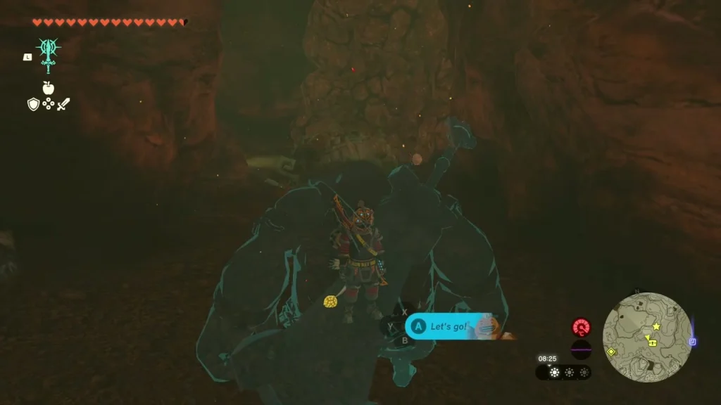 Yunobo summoned in front of the rubble wall in Gorko Tunnel