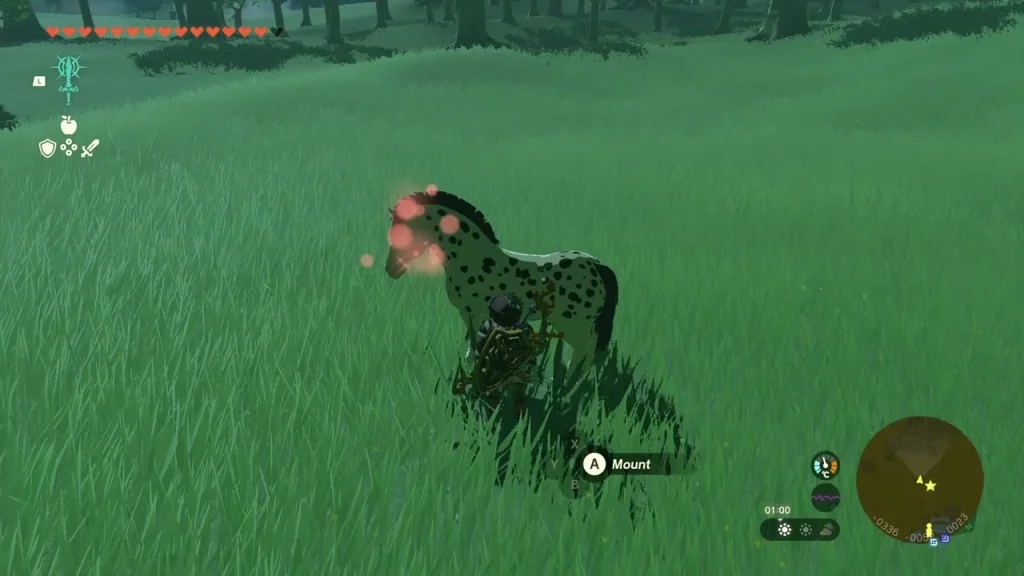Spot the dappled horse with the mount prompt visible