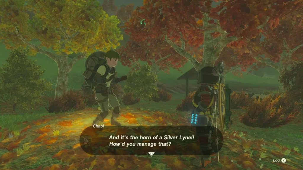 Chabi inspecting a sword fused with a Silver Lynel horn Chabi inspecting a sword fused with a Silver Lynel horn