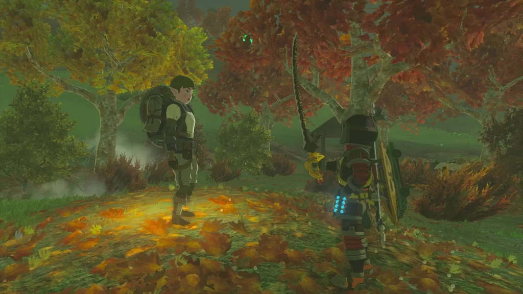 Sword fused with a Lynel horn held out in front of Chabi Sword fused with a Lynel horn held out in front of Chabi