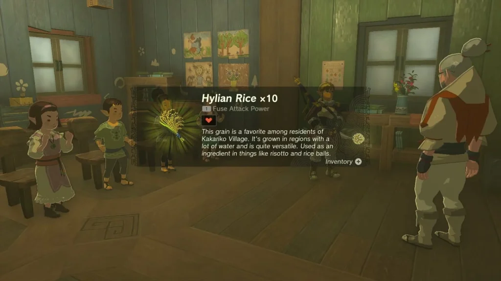 Hylian Rice x10 item box over the classroom