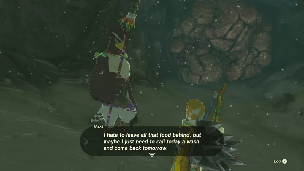 Mazli the Rito standing in front of the boulders Mazli the Rito standing in front of the boulders