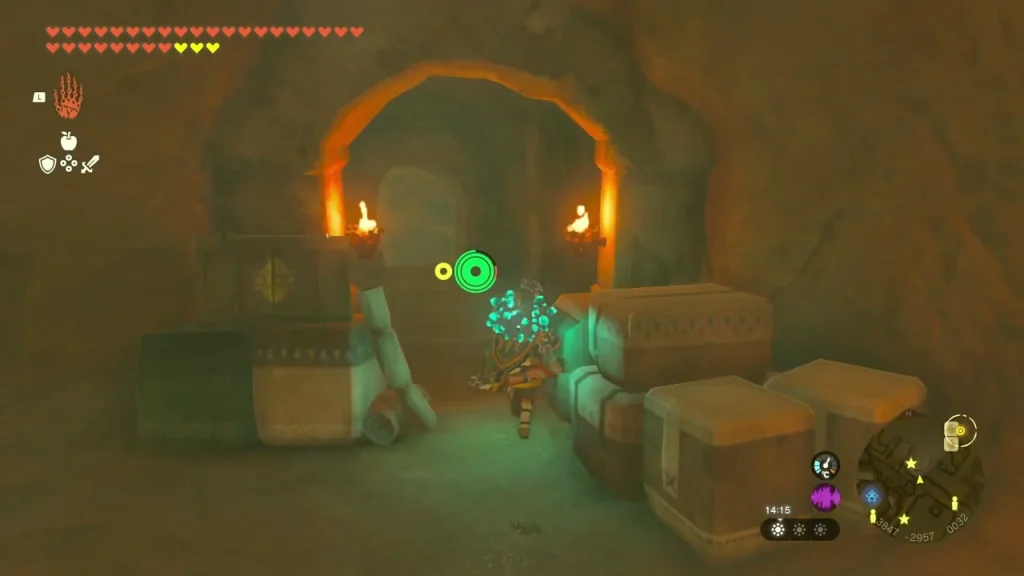 Arched passage with crates and rubble in Gerudo Shelter Arched passage with crates and rubble in Gerudo Shelter