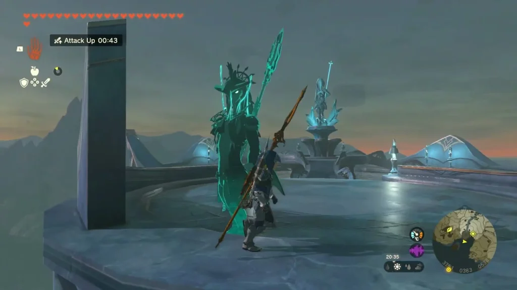 Mipha statue on its fountain at the far end of Mipha's Court at dusk Mipha statue on its fountain at the far end of Mipha's Court at dusk