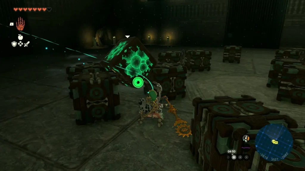 Stacked crates and blocks in the dark Depths arena Stacked crates and blocks in the dark Depths arena