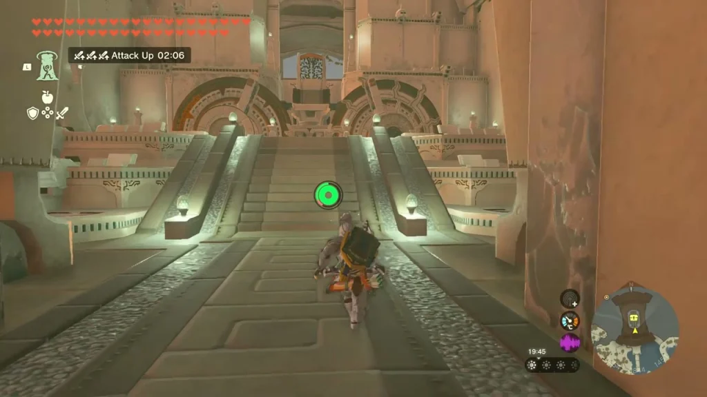 Grand staircase and doorway inside the Temple of Time