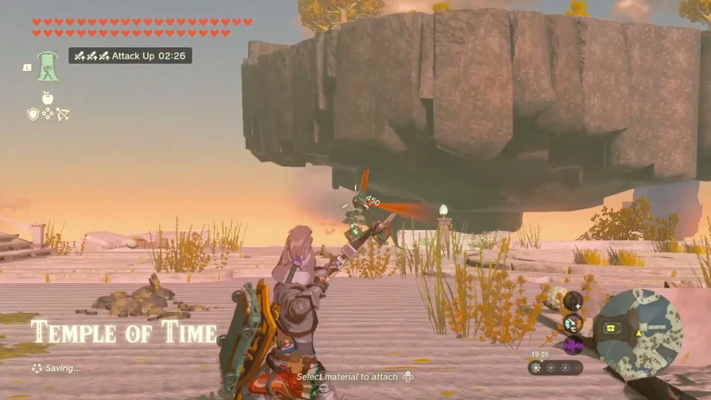 Temple of Time ruin on the Great Sky Island with its name on screen