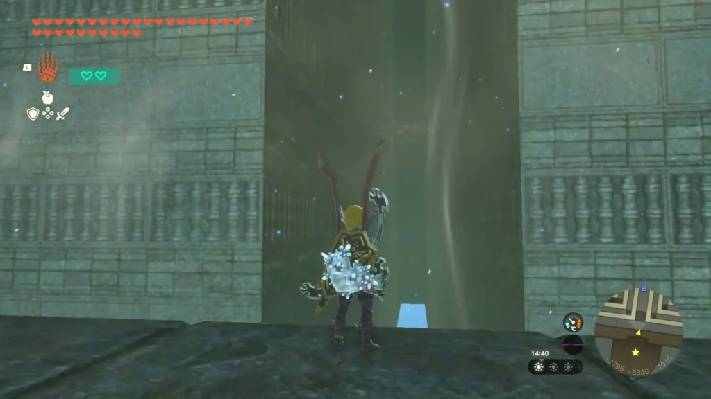 Wind updraft column beside a stone balcony inside the sky labyrinth