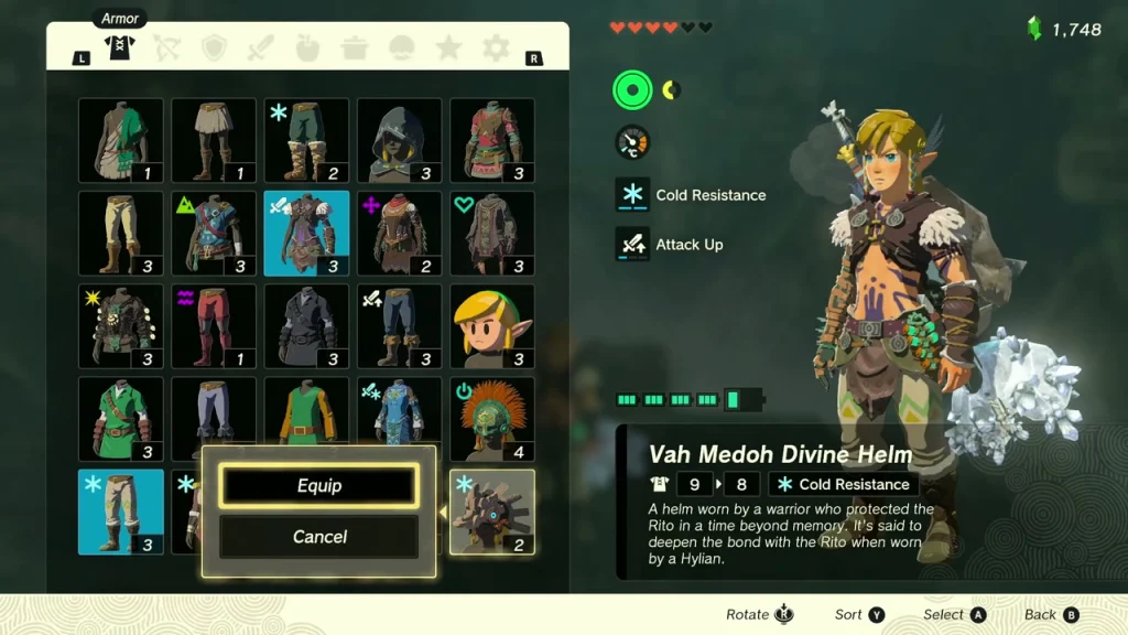 Vah Medoh Divine Helm armor item with its cold resistance shown Vah Medoh Divine Helm armor item with its cold resistance shown