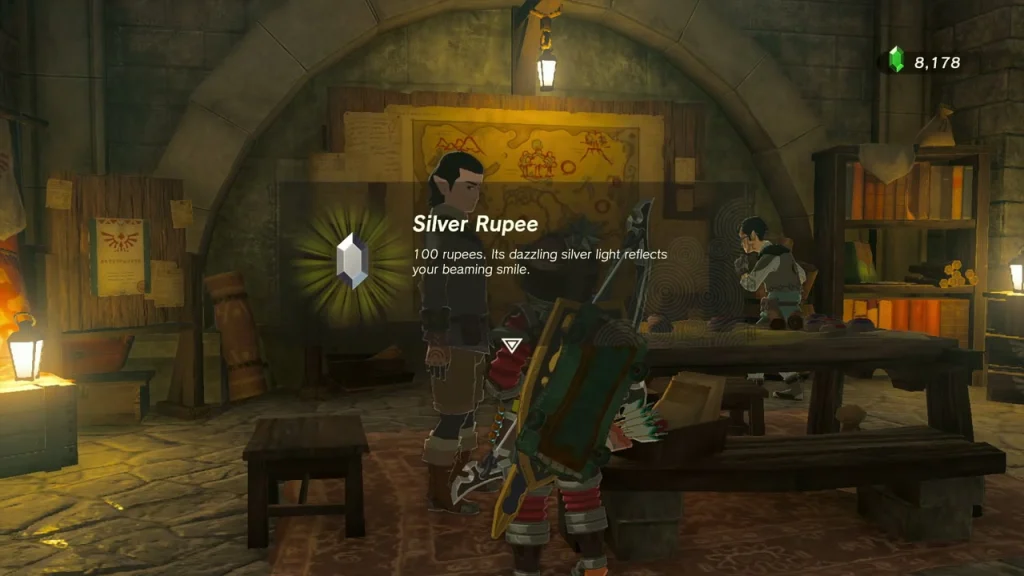 Silver Rupee item box above Gralens at his desk Silver Rupee item box above Gralens at his desk